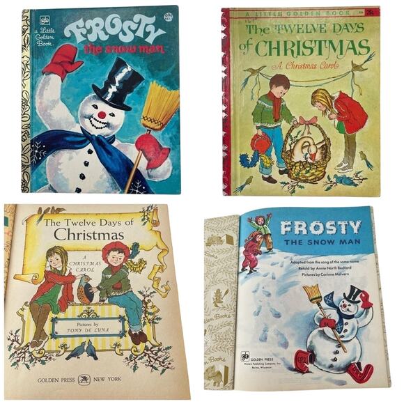 Vintage Little Golden Book Christmas Frosty Snowman Winter Books Lot of 2 - Picture 1 of 9